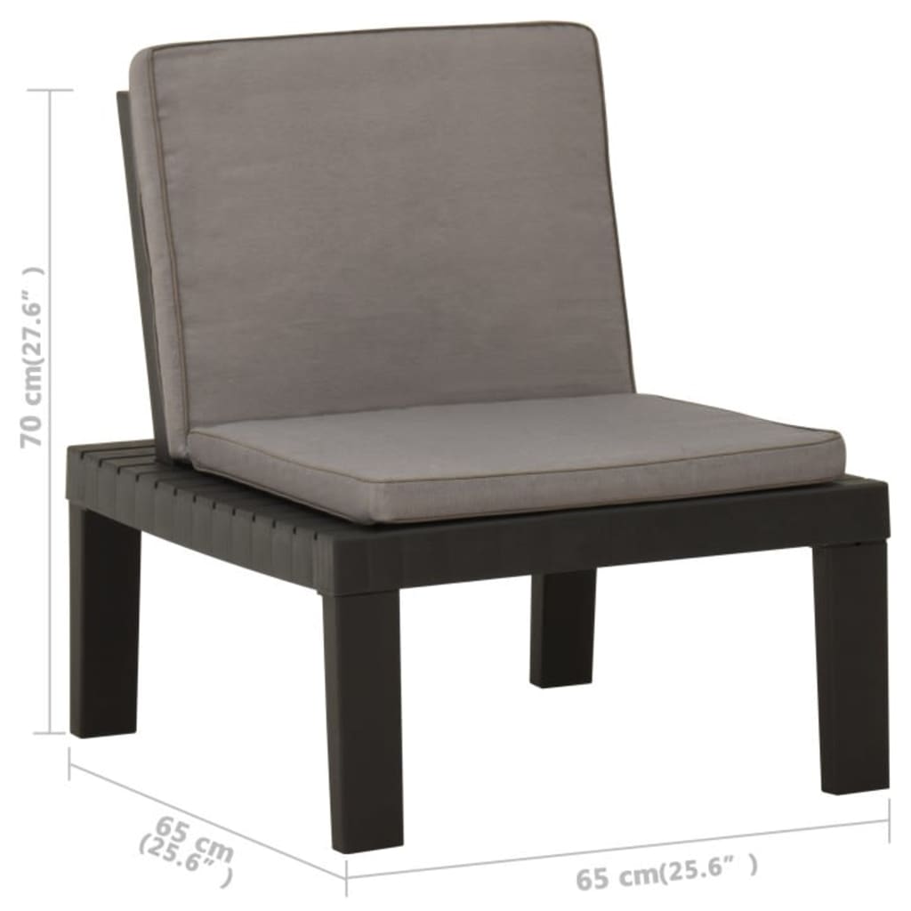 Salon de jardin 4 pcs avec coussins Plastique Gris
