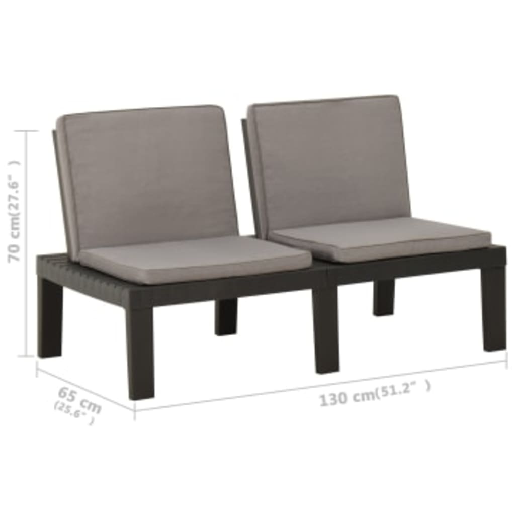 Salon de jardin 4 pcs avec coussins Plastique Gris