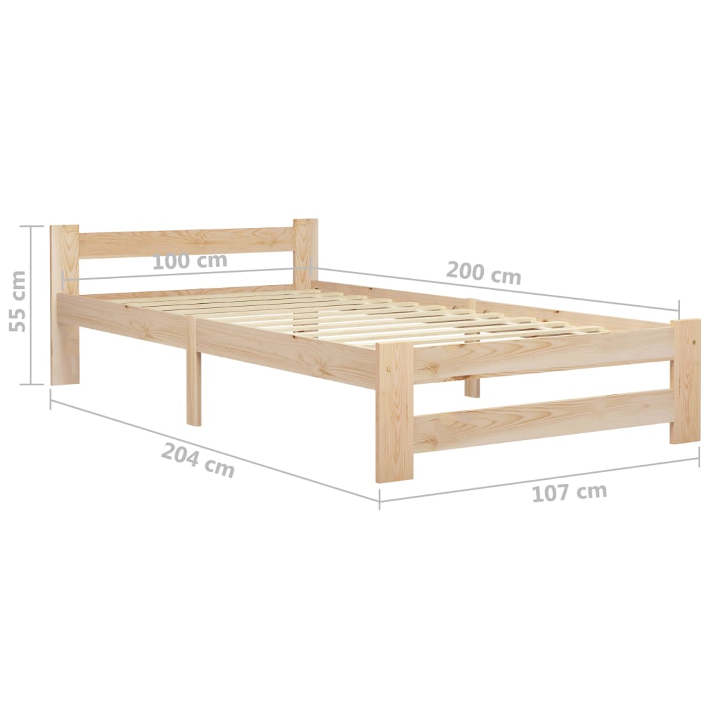 Cadre de lit sans matelas bois massif de pin 100x200 cm - XIOS