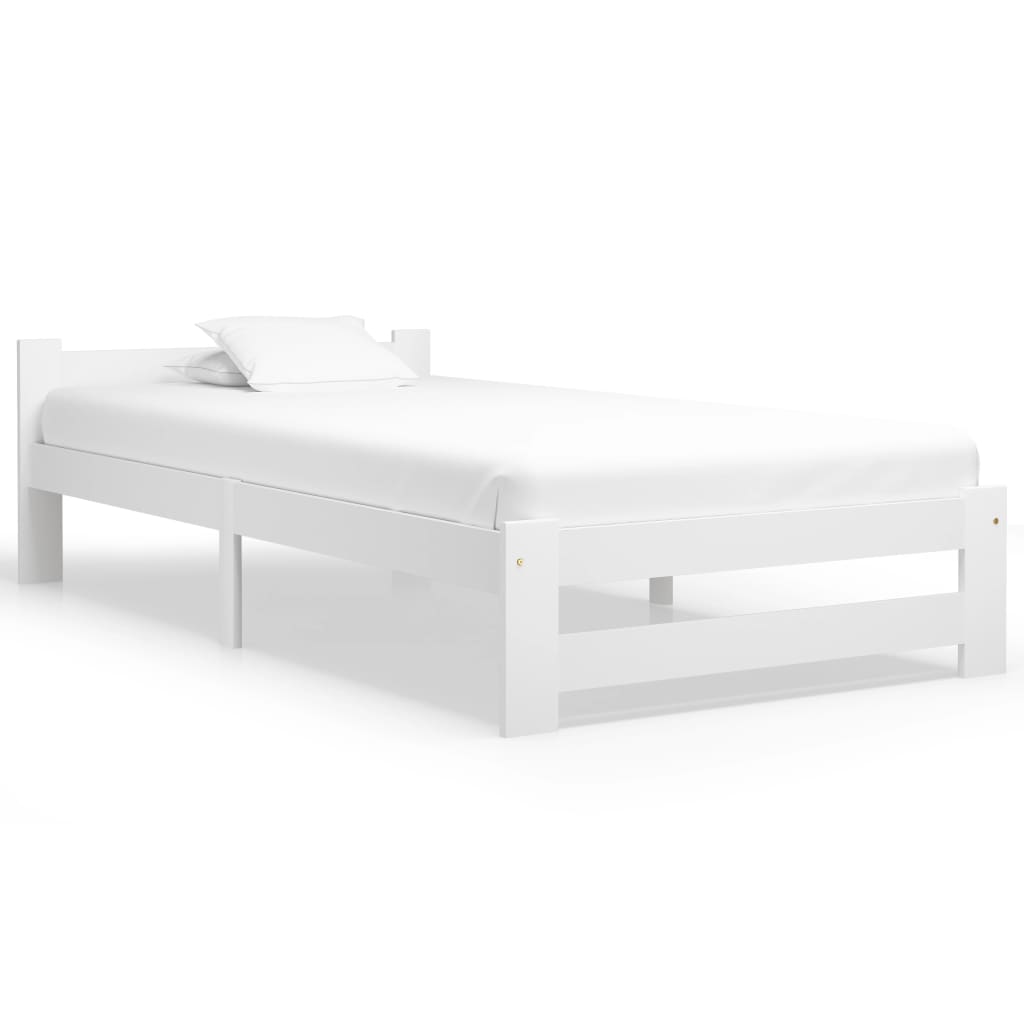 Cadre de lit sans matelas blanc bois de pin massif 90x200 cm - XIOS