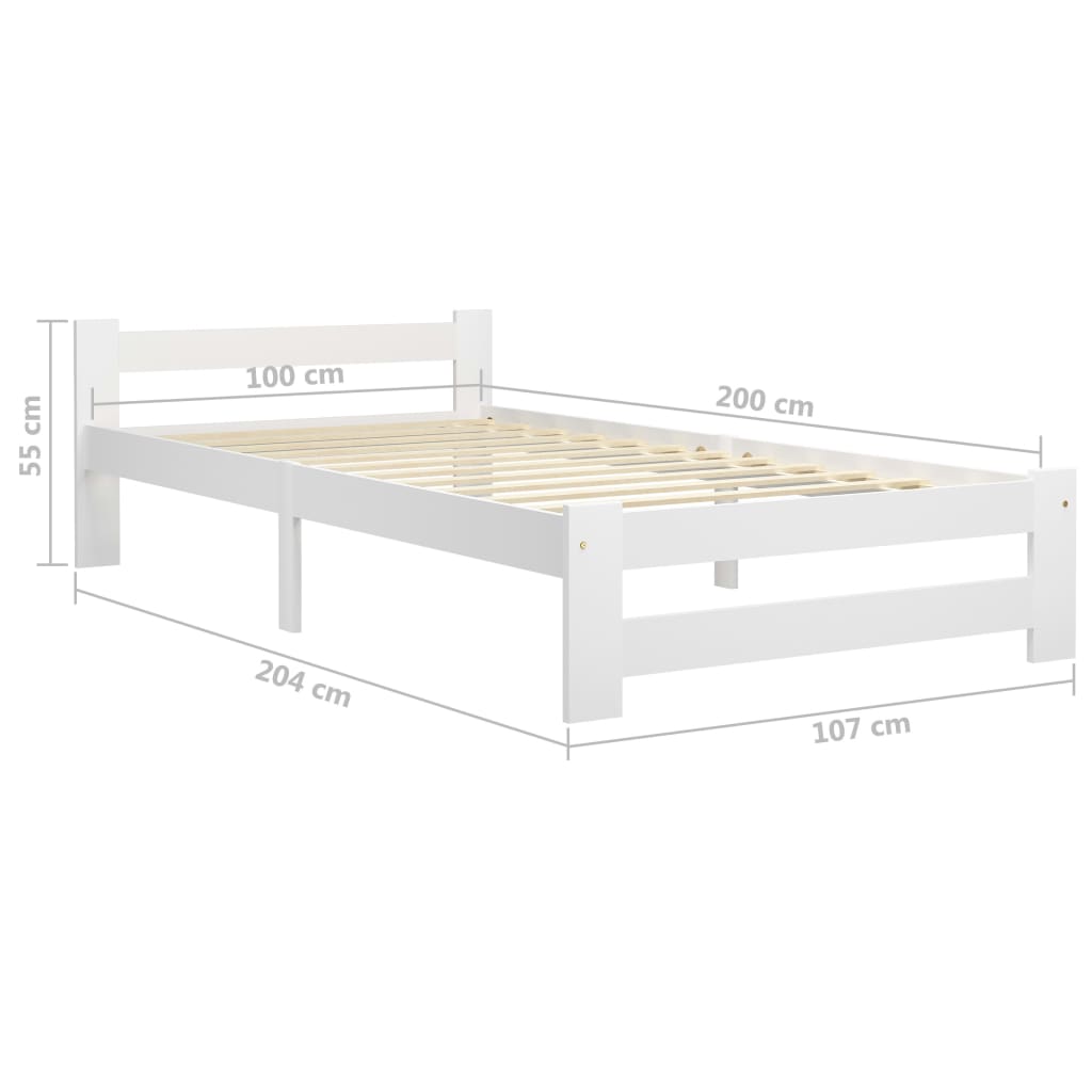 Cadre de lit sans matelas blanc bois de pin massif 100x200 cm - XIOS