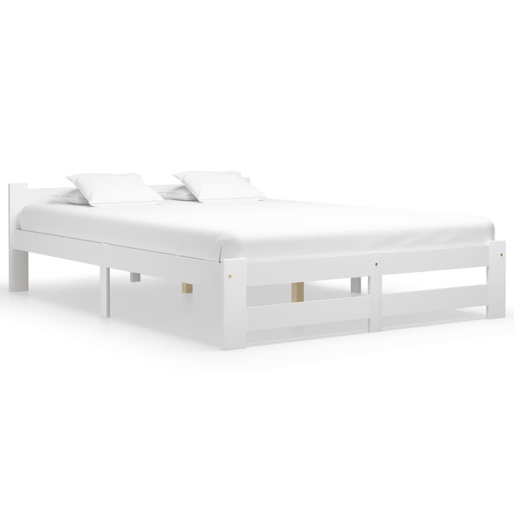Cadre de lit sans matelas blanc bois massif de pin 180x200 cm - XIOS