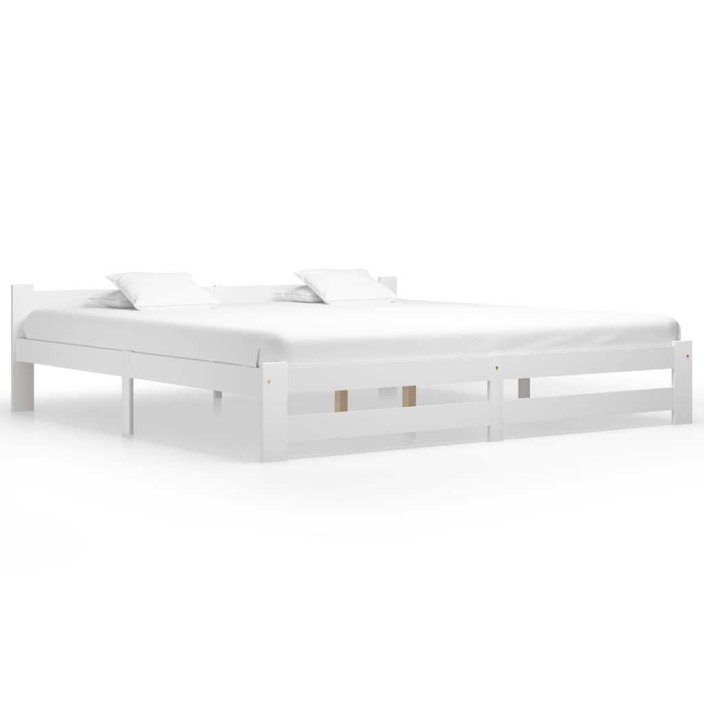 Cadre de lit sans matelas blanc bois massif de pin 200x200 cm - XIOS