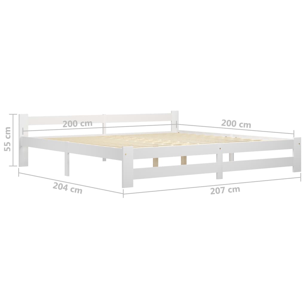 Cadre de lit sans matelas blanc bois massif de pin 200x200 cm - XIOS