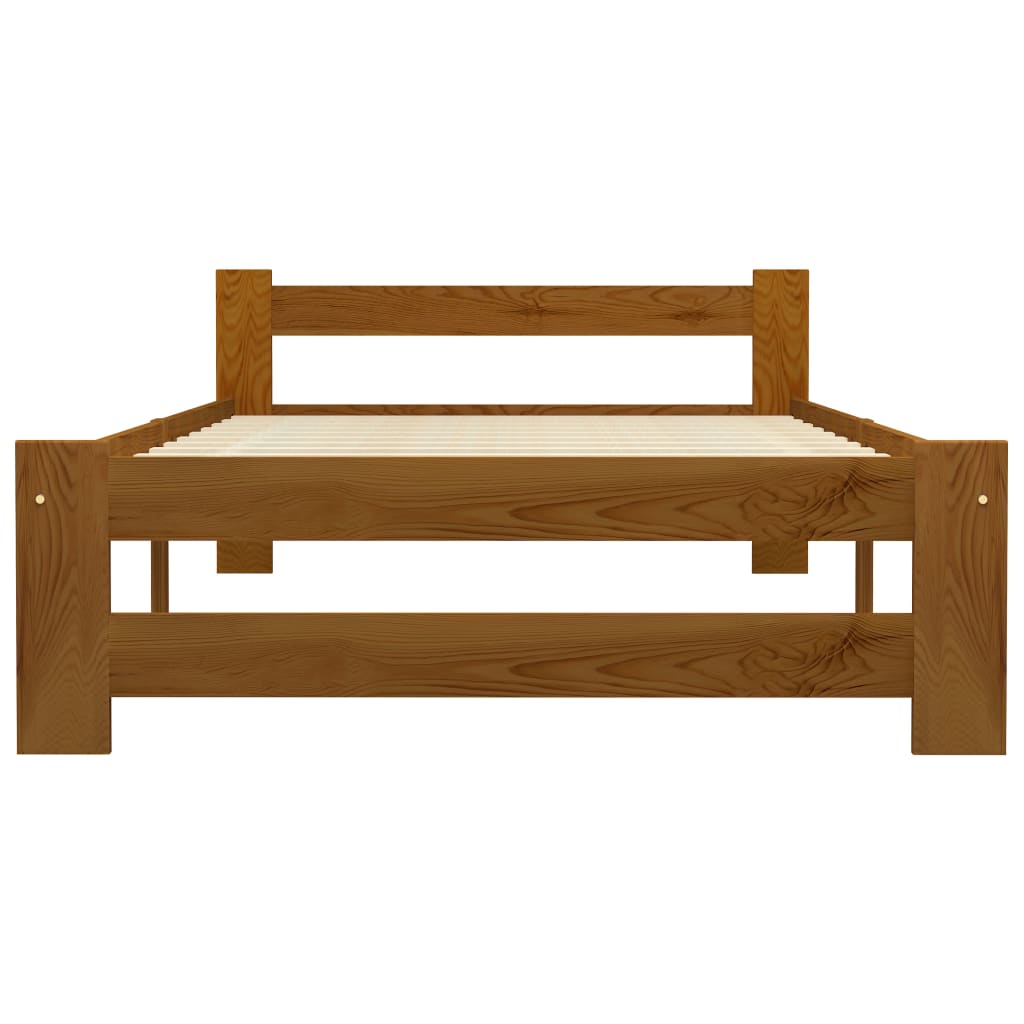 Cadre de lit sans matelas Marron miel Bois pin massif 90x200 cm - XIOS
