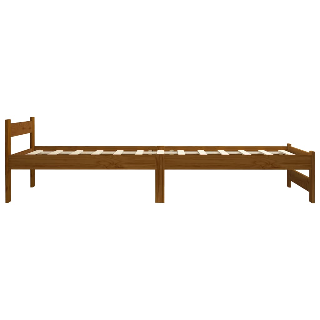 Cadre de lit sans matelas Marron miel Bois pin massif 90x200 cm - XIOS