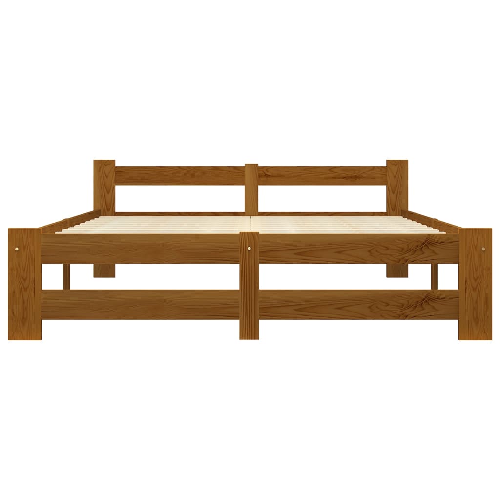 Cadre de lit sans matelas marron miel pin massif 120x200 cm - XIOS