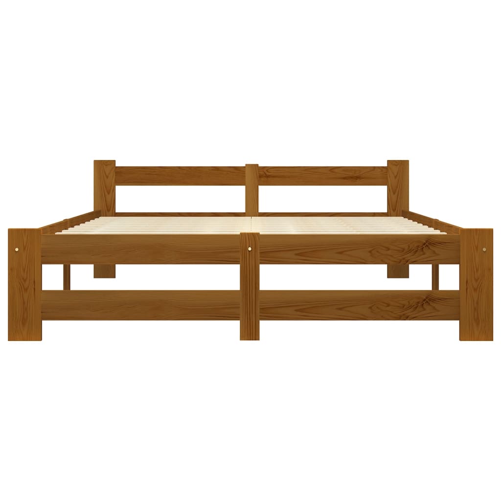Cadre de lit sans matelas marron miel pin massif 160x200 cm - XIOS