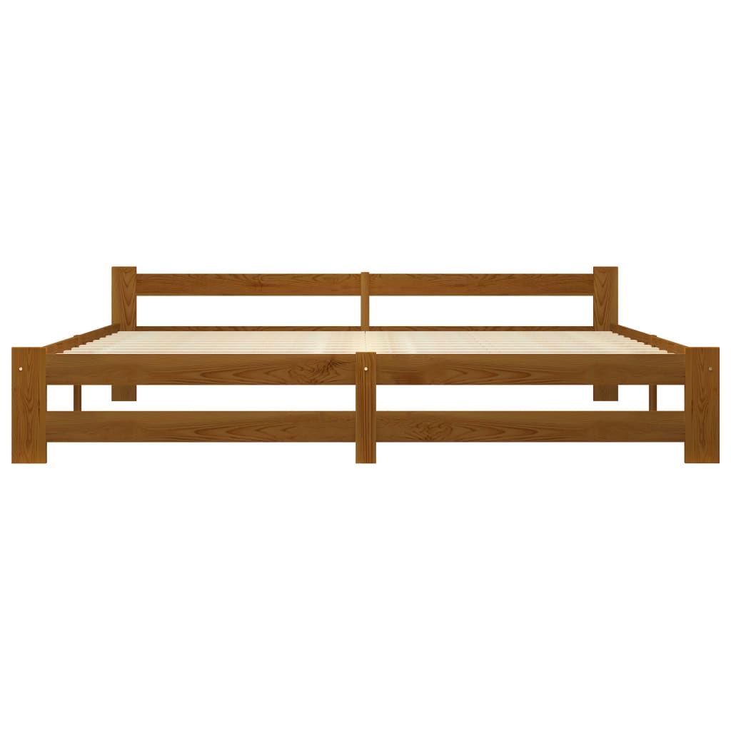 Cadre de lit sans matelas marron miel bois pin massif 200x200cm - XIOS