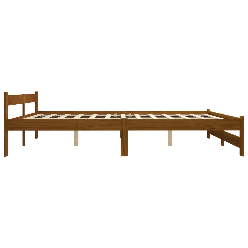 Cadre de lit sans matelas marron miel bois pin massif 200x200cm - XIOS