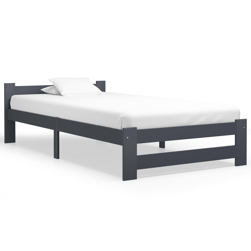 Cadre de lit sans matelas gris foncé pin massif 100x200 cm - XIOS