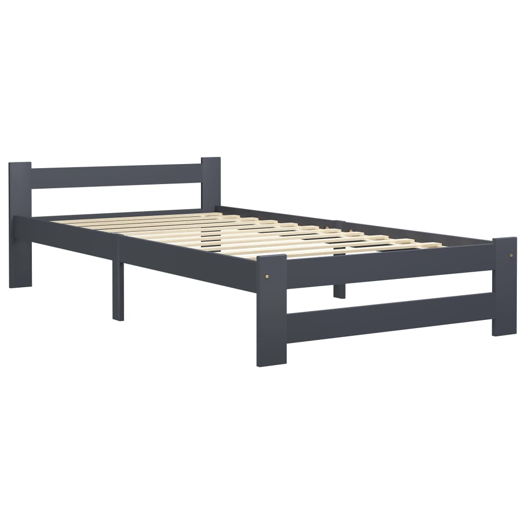 Cadre de lit sans matelas gris foncé pin massif 100x200 cm - XIOS