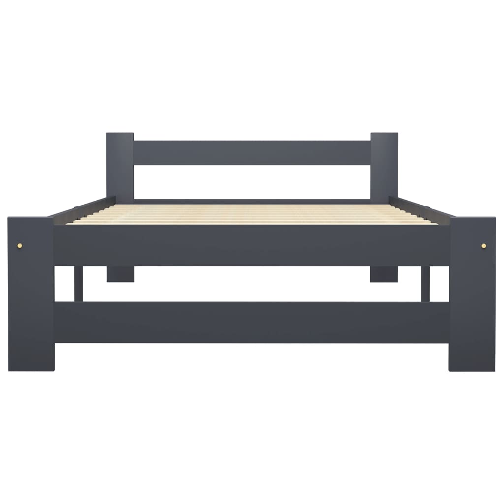 Cadre de lit sans matelas gris foncé pin massif 100x200 cm - XIOS
