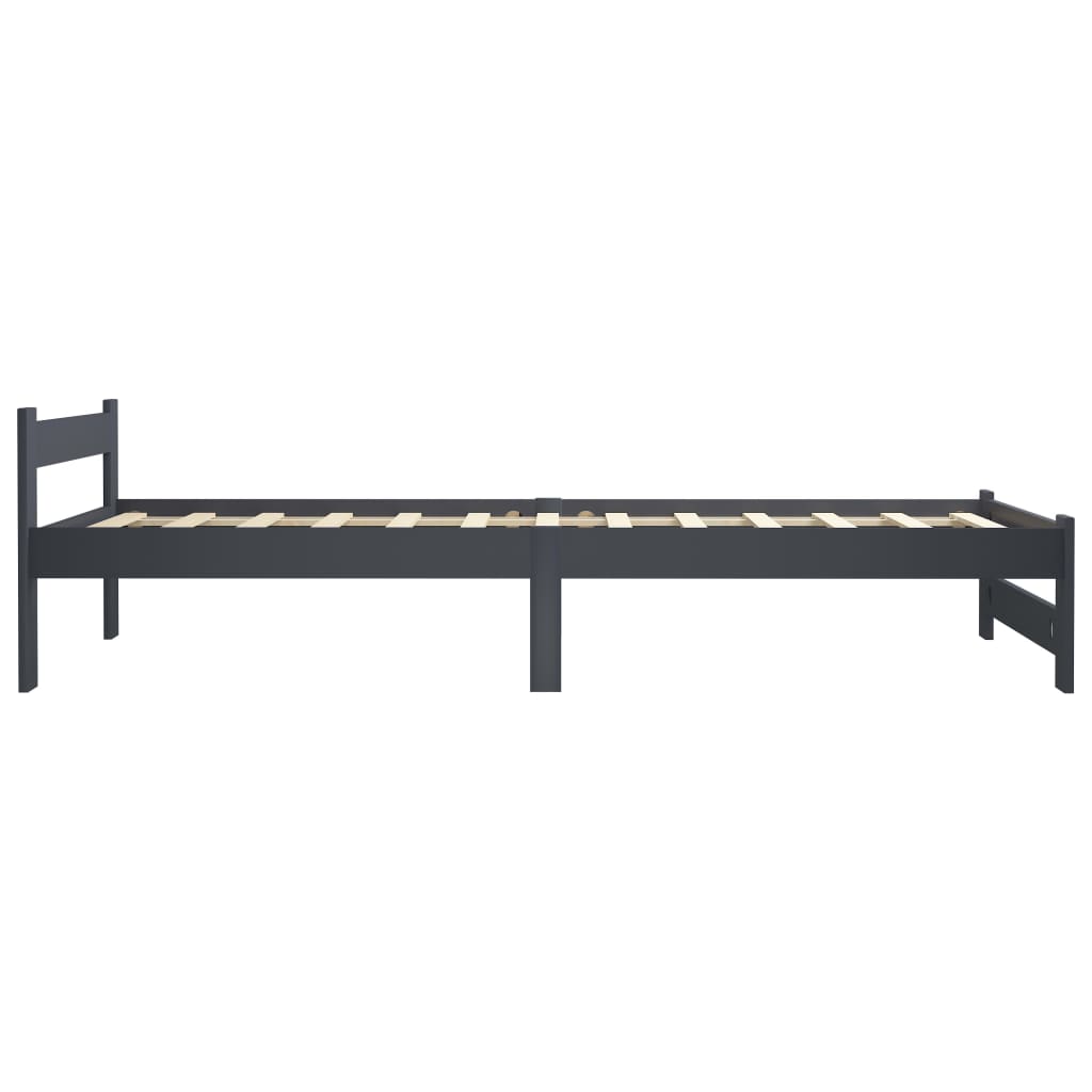 Cadre de lit sans matelas gris foncé pin massif 100x200 cm - XIOS