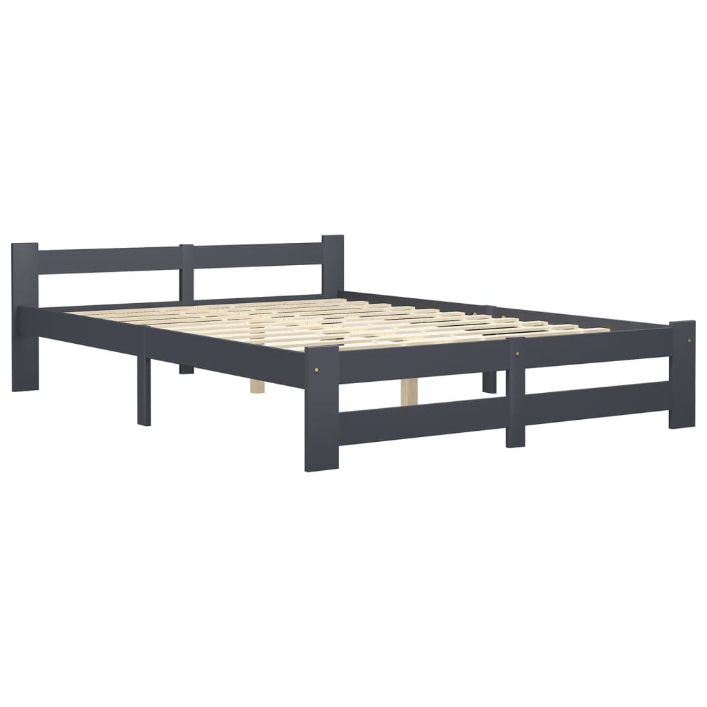 Cadre de lit sans matelas gris foncé pin massif 120x200 cm - XIOS