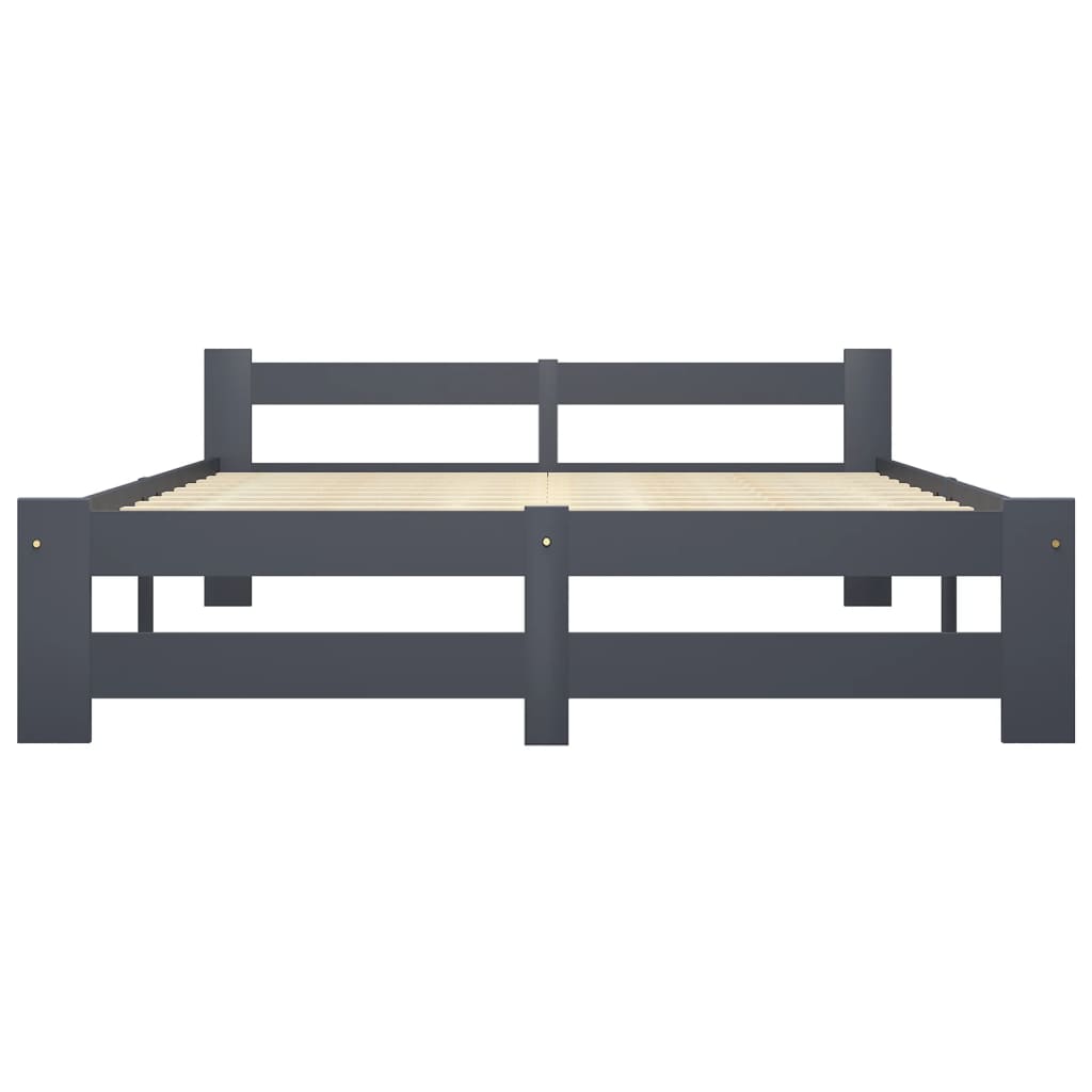 Cadre de lit sans matelas gris foncé pin massif 120x200 cm - XIOS