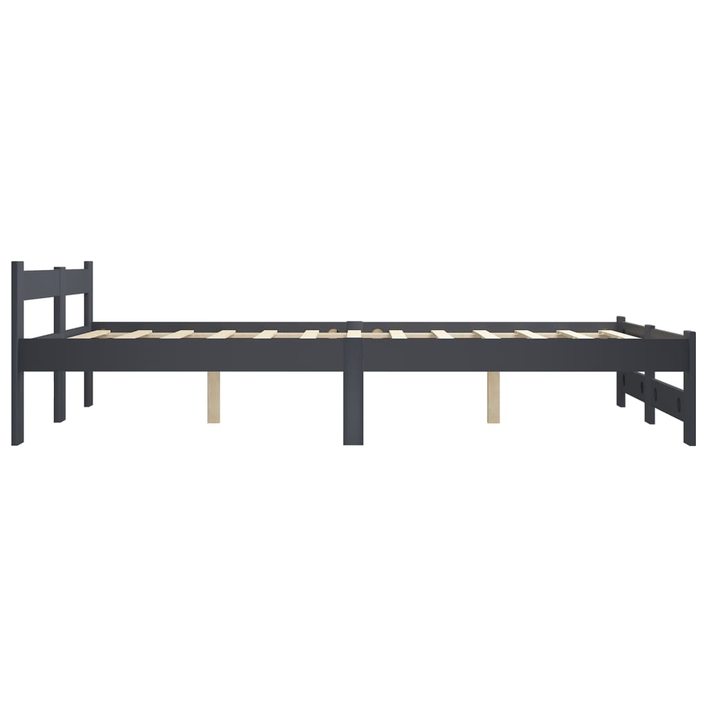 Cadre de lit sans matelas gris foncé pin massif 120x200 cm - XIOS