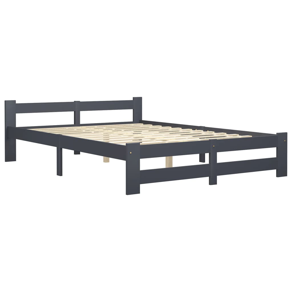 Cadre de lit sans matelas gris foncé pin massif 140x200 cm - XIOS