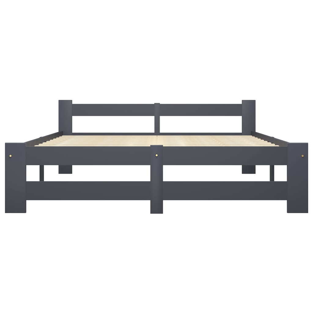 Cadre de lit sans matelas gris foncé pin massif 140x200 cm - XIOS