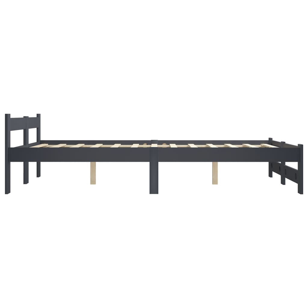 Cadre de lit sans matelas gris foncé pin massif 140x200 cm - XIOS