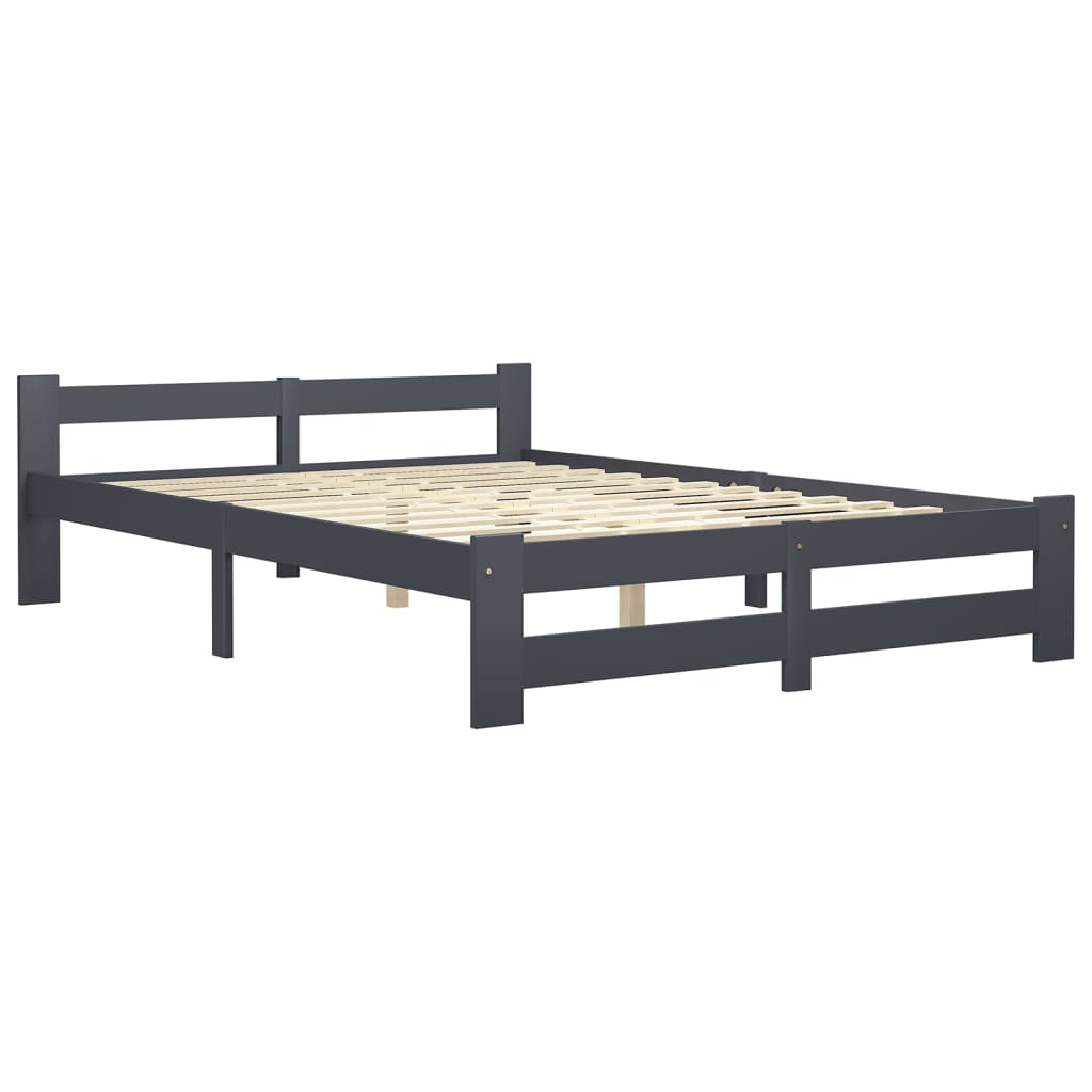 Cadre de lit sans matelas gris foncé pin massif 160x200 cm - XIOS