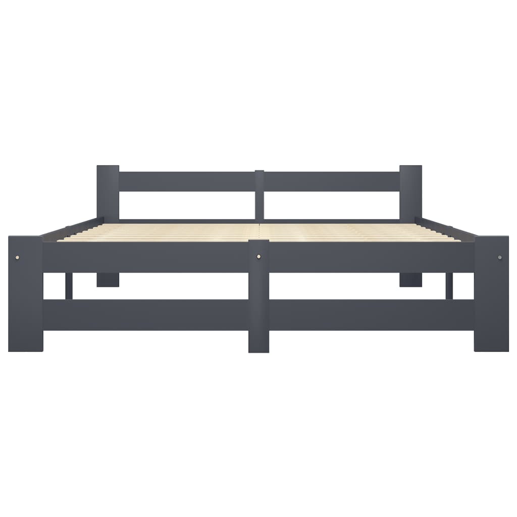 Cadre de lit sans matelas gris foncé pin massif 160x200 cm - XIOS