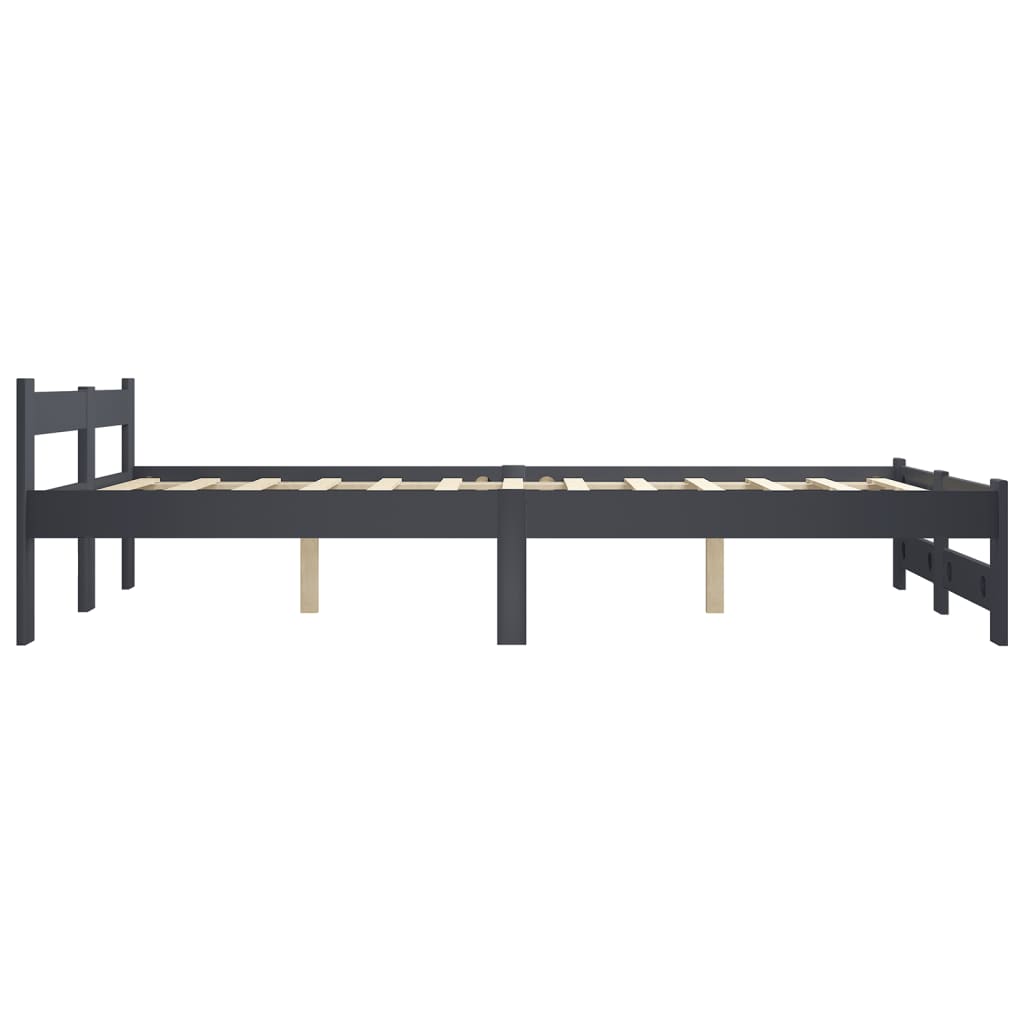 Cadre de lit sans matelas gris foncé pin massif 160x200 cm - XIOS