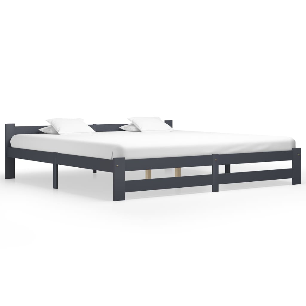 Cadre de lit sans matelas gris foncé pin massif 200x200 cm - XIOS
