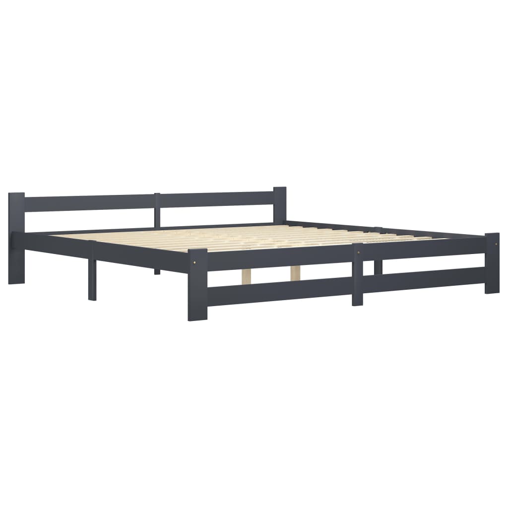 Cadre de lit sans matelas gris foncé pin massif 200x200 cm - XIOS