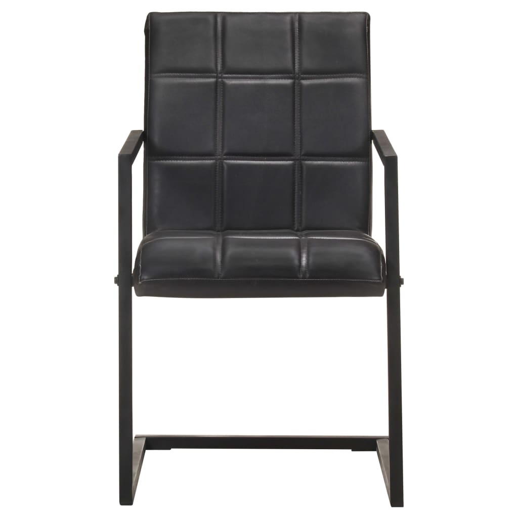 Chaises à manger cantilever lot de 6 noir cuir véritable - XIOS