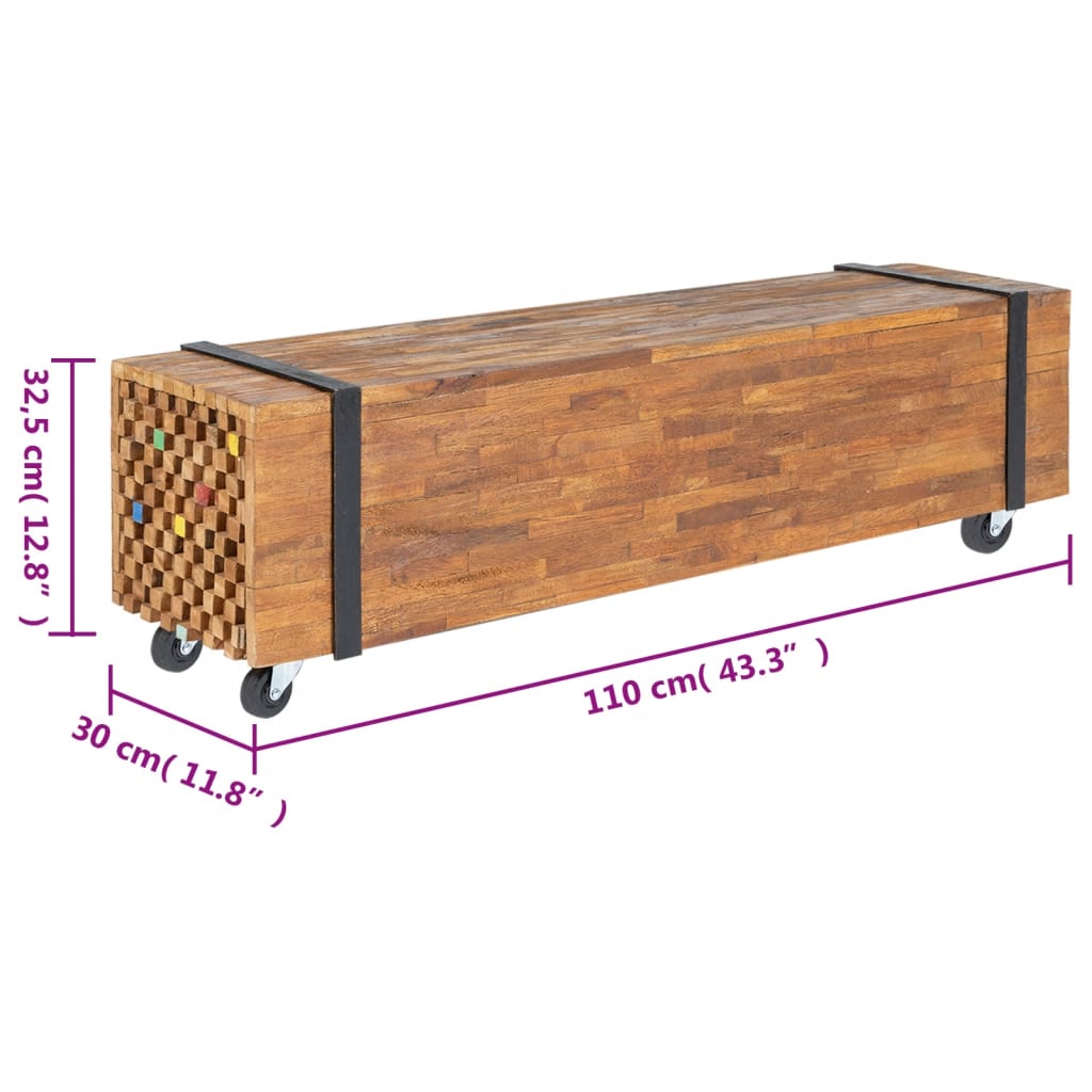 Meuble TV 110x30x32,5 cm Bois de teck massif - XIOS