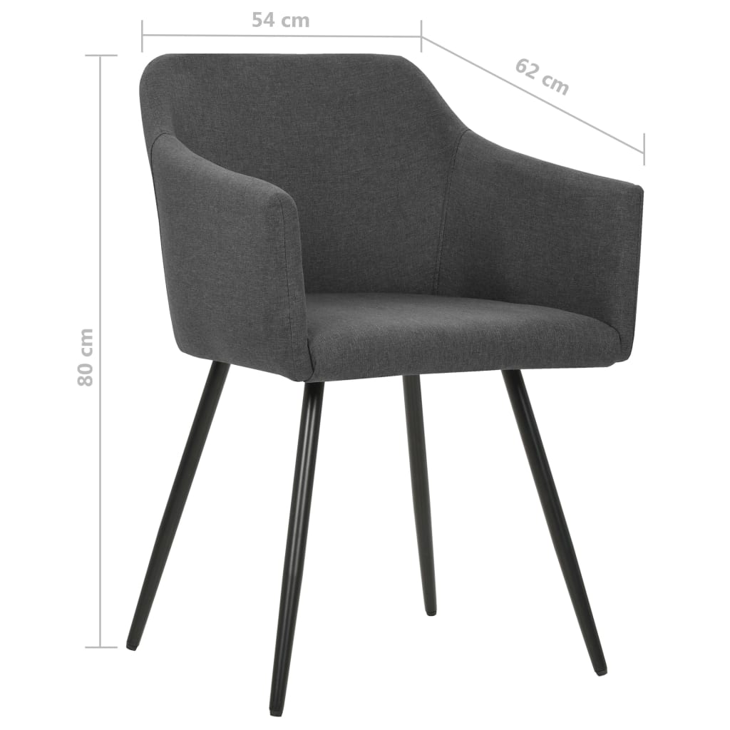 Chaises à manger lot de 4 gris foncé tissu - XIOS