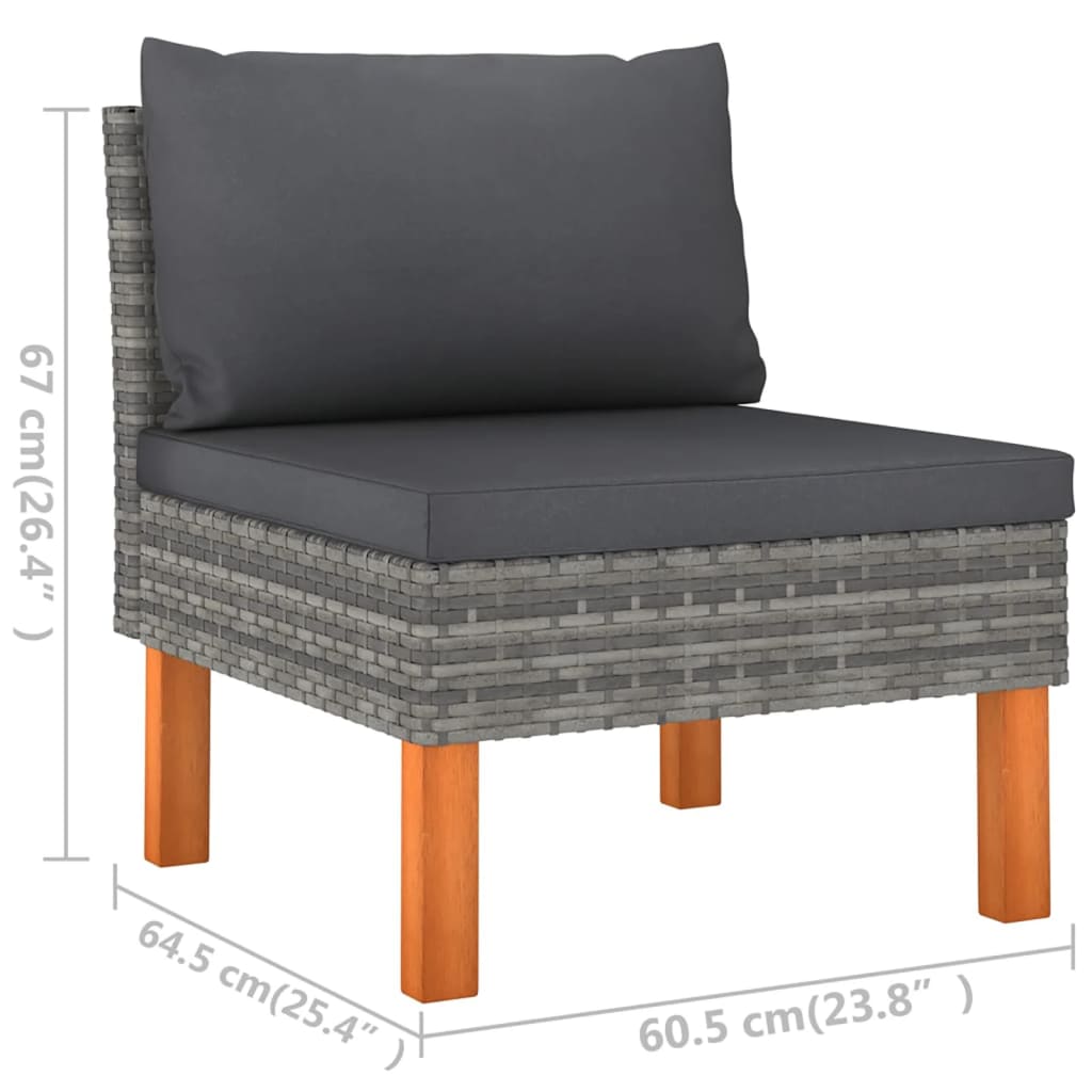 Salon de jardin 5 pcs avec coussins Résine tressée Gris