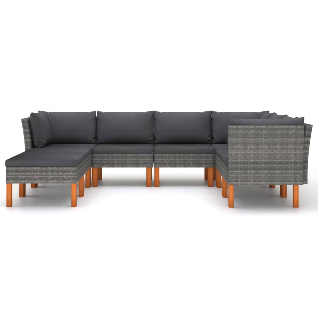 Salon de jardin 8 pcs avec coussins Résine tressée Gris