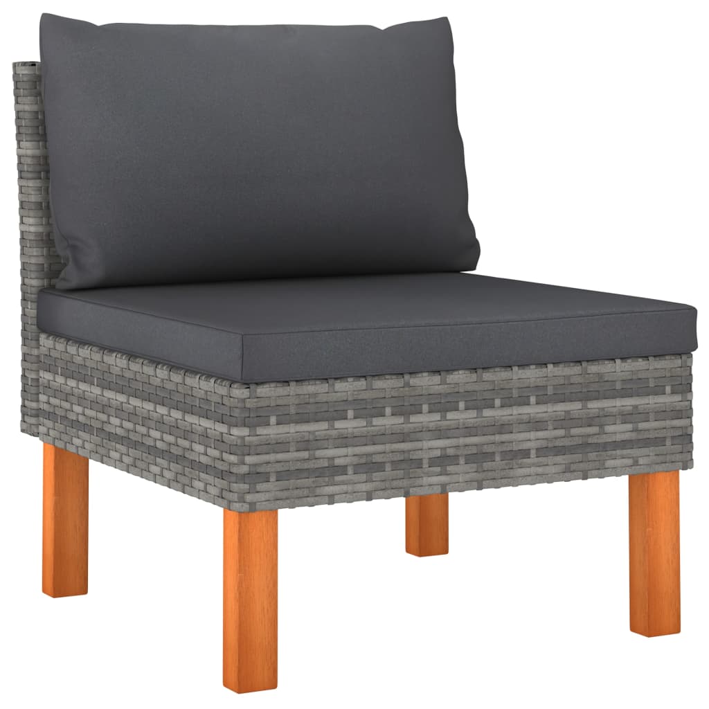 Salon de jardin 10 pcs avec coussins Résine tressée Gris
