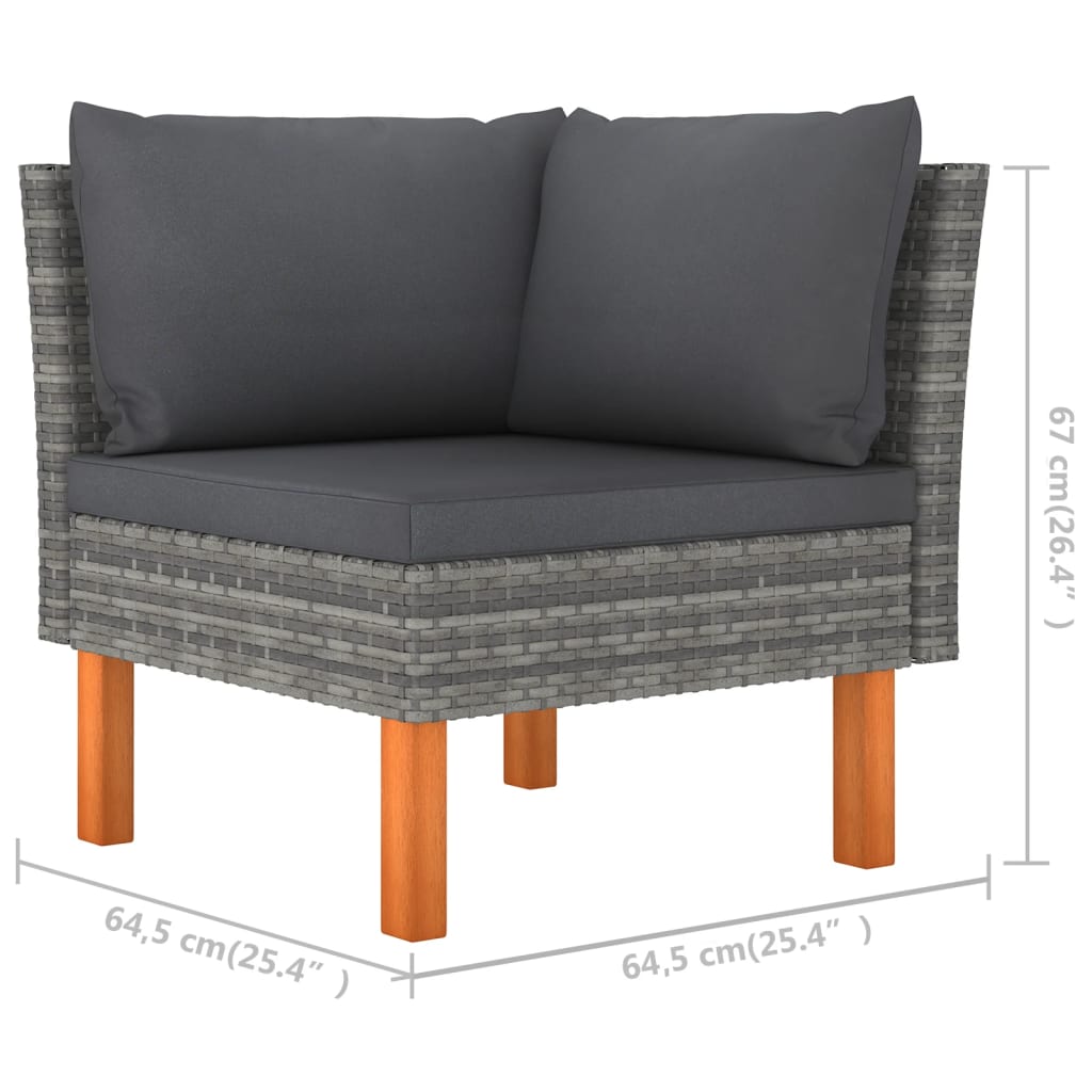 Salon de jardin 12 pcs avec coussins Résine tressée Gris