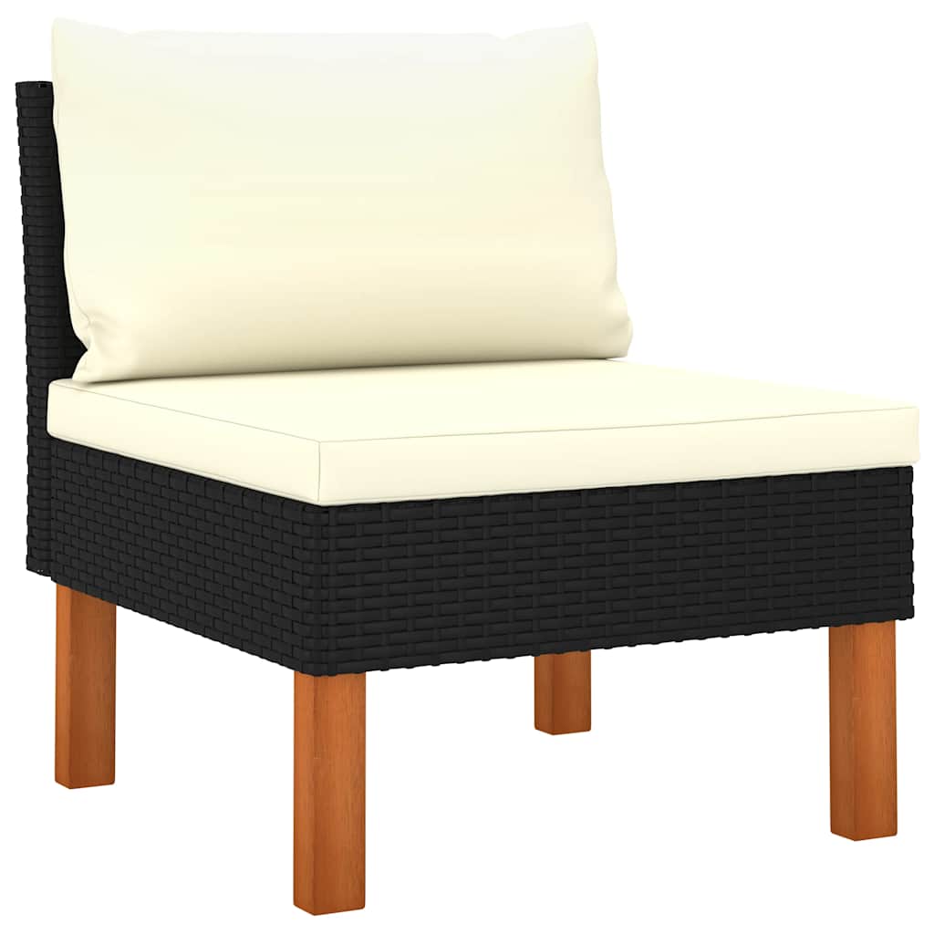 Salon de jardin 7 pcs avec coussins Résine tressée Noir