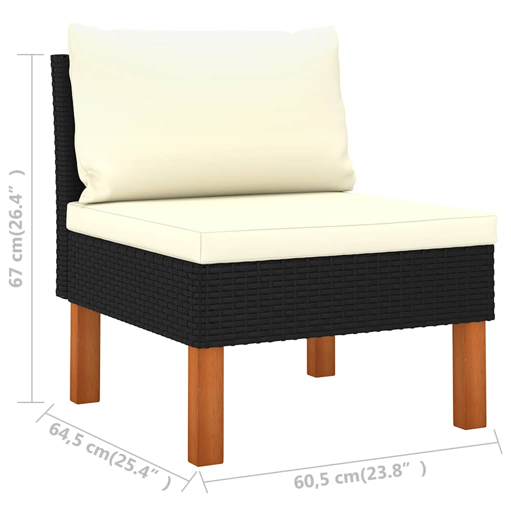 Salon de jardin 8 pcs avec coussins Résine tressée Noir