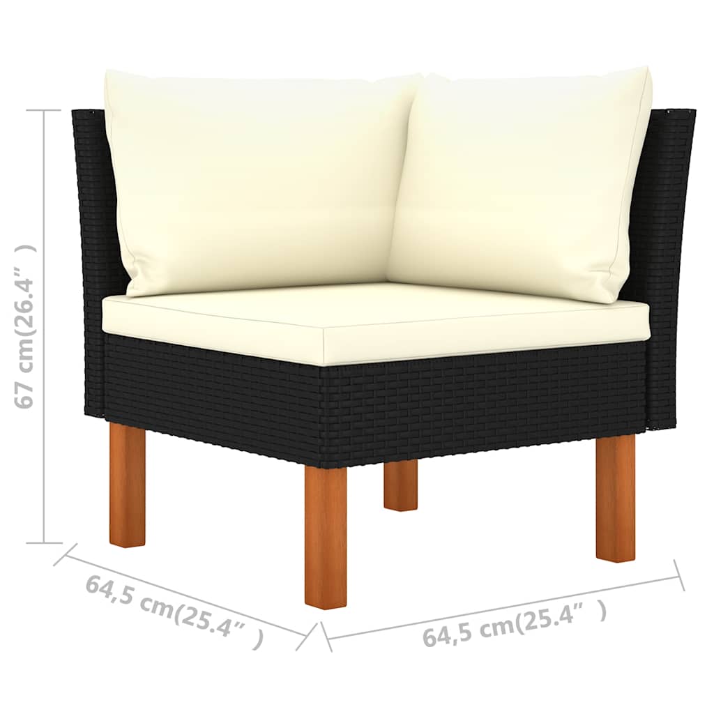 Salon de jardin 10 pcs avec coussins Résine tressée Noir