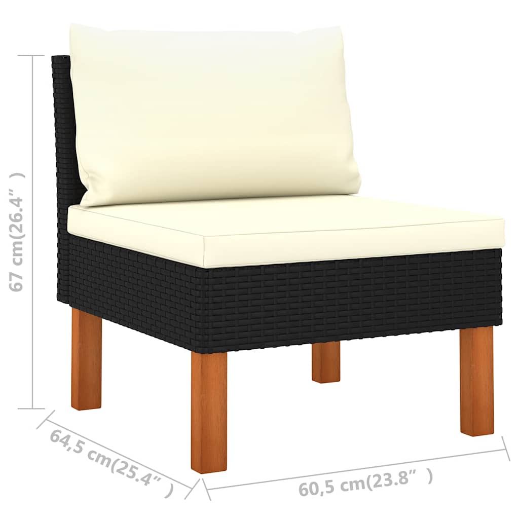 Salon de jardin 4 pcs avec coussins Résine tressée Noir