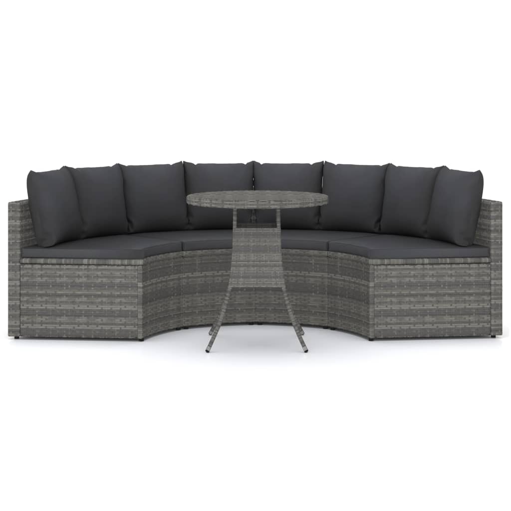 Salon de jardin 5 pcs avec coussins Résine tressée Gris