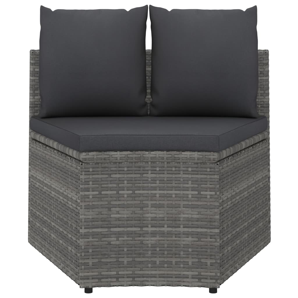 Salon de jardin 5 pcs avec coussins Résine tressée Gris