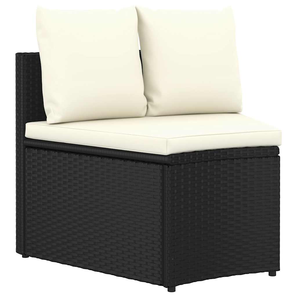 Salon de jardin 4 pcs avec coussins Résine tressée Noir