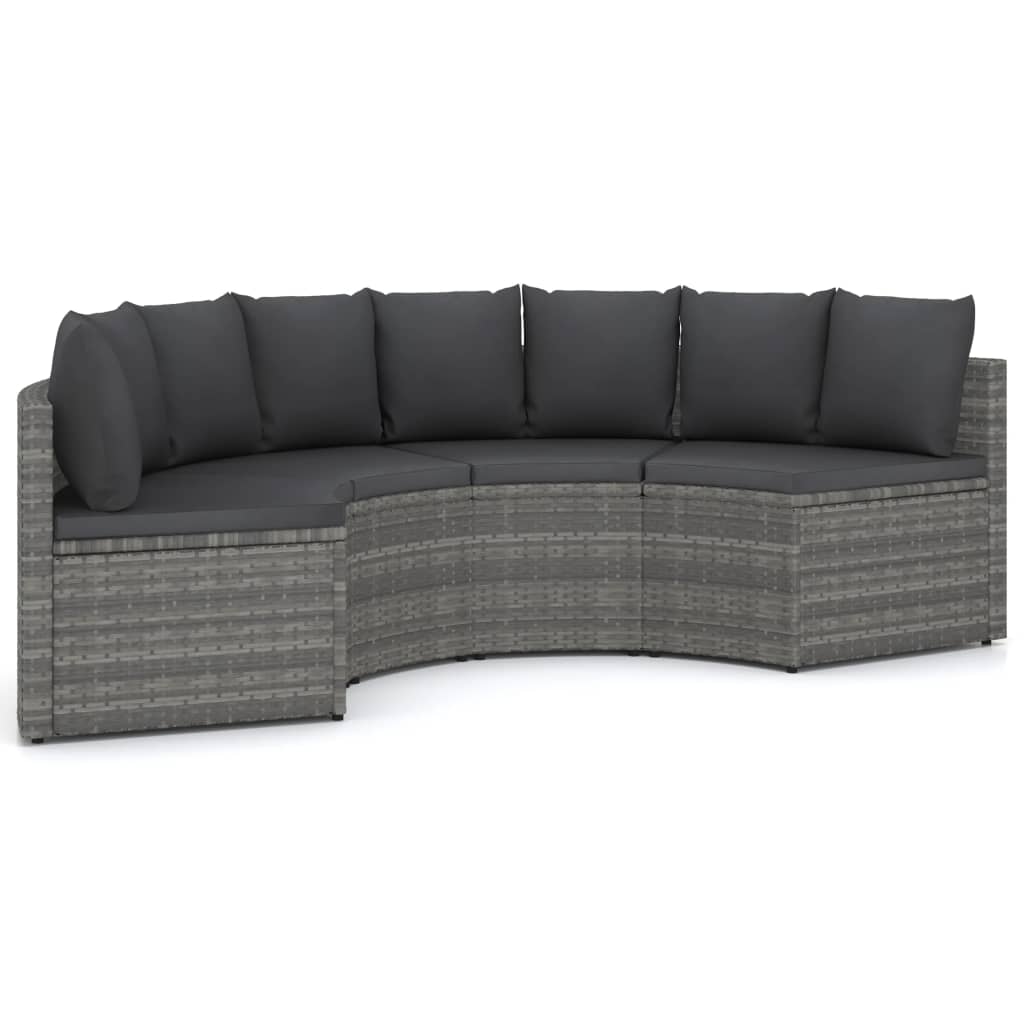 Salon de jardin 4 pcs avec coussins Résine tressée Gris