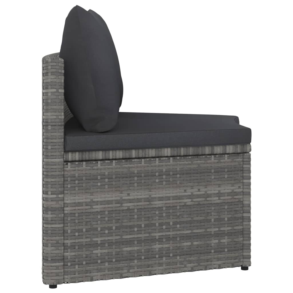 Salon de jardin 4 pcs avec coussins Résine tressée Gris