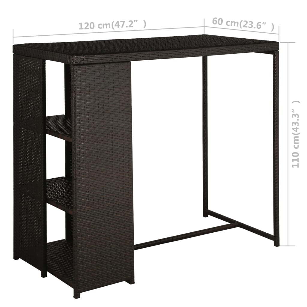 Ensemble de bar de jardin 5 pcs coussins Résine tressée Marron