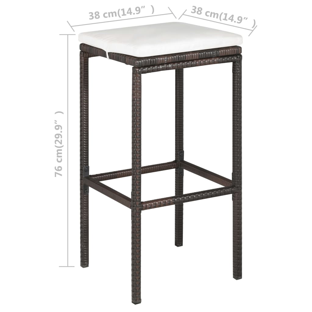Ensemble de bar de jardin 5 pcs coussins Résine tressée Marron