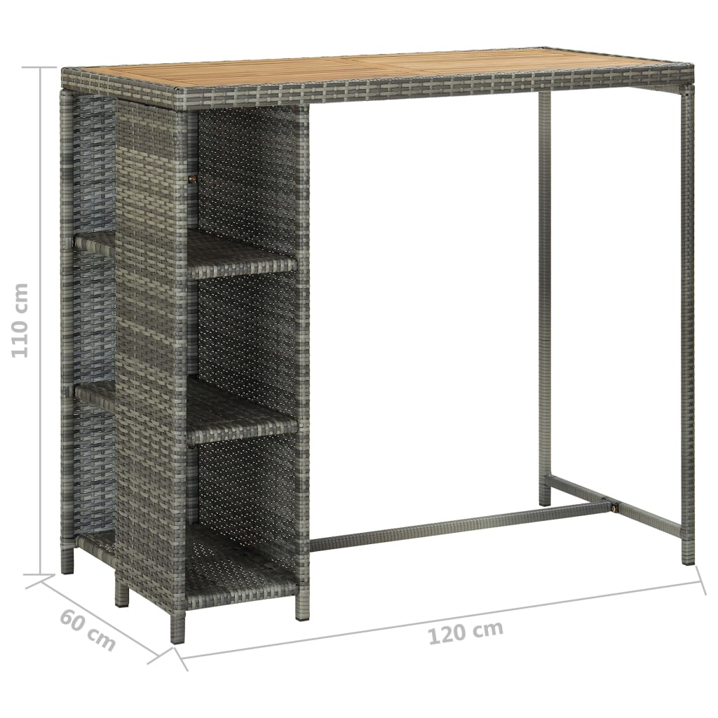 Ensemble de bar de jardin 5 pcs et coussins Résine tressée Gris