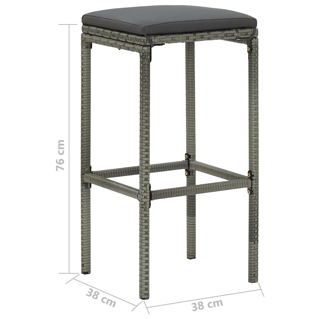 Ensemble de bar de jardin 5 pcs et coussins Résine tressée Gris