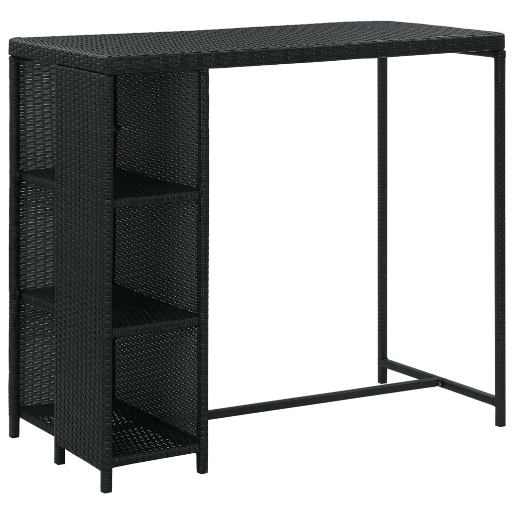 Ensemble de bar de jardin 5 pcs et coussins Résine tressée Noir
